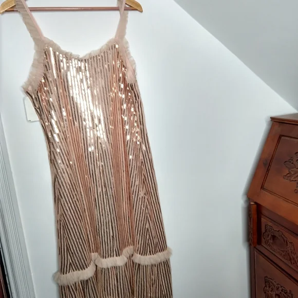 Ruffle Trim Sequined Midi Dress - Picture 6 of 11